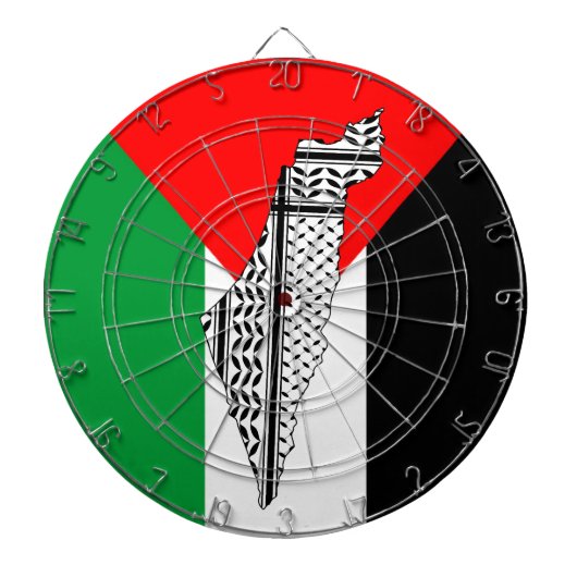 Palestina Vlag en Kaart met Keffiyeg Patroon Dartbord (Voorkant)