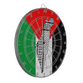 Palestina Vlag en Kaart met Keffiyeg Patroon Dartbord (Voorkant Links)