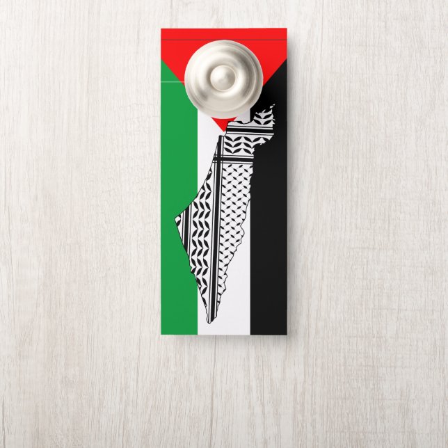 Palestina Vlag en Kaart met Keffiyeg Patroon Deurhanger (Op knop)