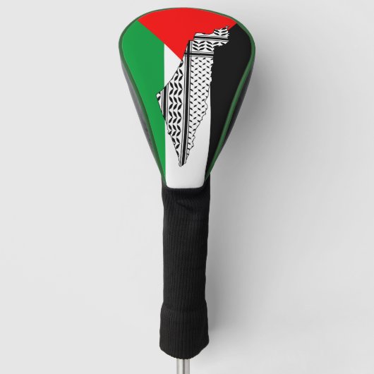 Palestina Vlag en Kaart met Keffiyeg Patroon Golfheadcover (Voorkant)