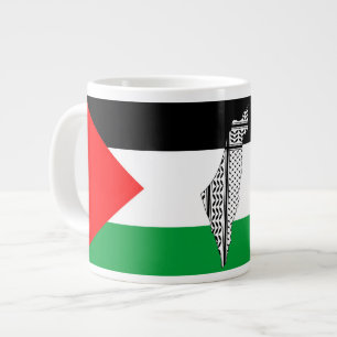 Palestina Vlag en Kaart met Keffiyeg Patroon Grote Koffiekop