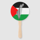 Palestina Vlag en Kaart met Keffiyeg Patroon Handwaaier (Voorkant)