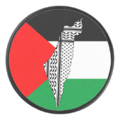 Palestina Vlag en Kaart met Keffiyeg Patroon Hockey Puck (Voorkant)