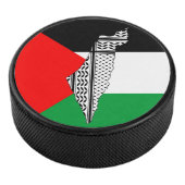 Palestina Vlag en Kaart met Keffiyeg Patroon Hockey Puck (3/4)