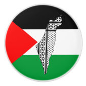 Palestina Vlag en Kaart met Keffiyeg Patroon Keramische Knop (Voorkant)