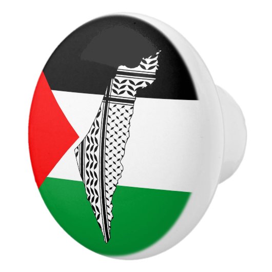 Palestina Vlag en Kaart met Keffiyeg Patroon Keramische Knop (Rechts)