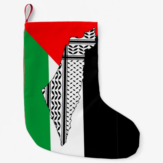 Palestina Vlag en Kaart met Keffiyeg Patroon Kleine Kerstsok (Voorkant)