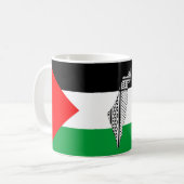 Palestina Vlag en Kaart met Keffiyeg Patroon Koffiemok (Voorkant links)
