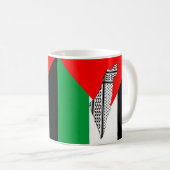 Palestina Vlag en Kaart met Keffiyeg Patroon Koffiemok (Voorkant rechts)