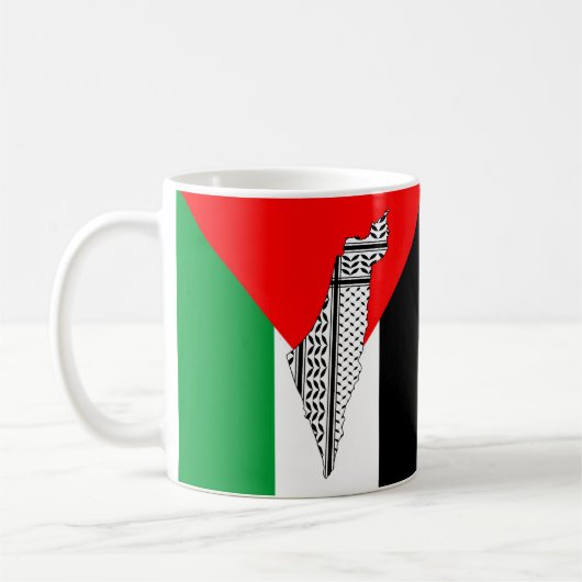 Palestina Vlag en Kaart met Keffiyeg Patroon Koffiemok (Links)