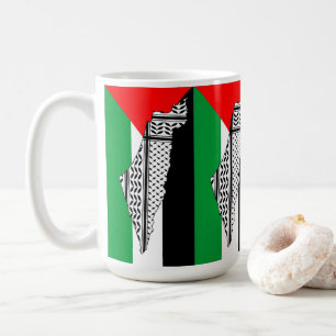 Palestina Vlag en Kaart met Keffiyeg Patroon Koffiemok