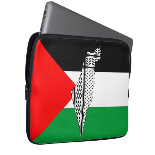 Palestina Vlag en Kaart met Keffiyeg Patroon Laptop Sleeve (Voorkant Rechts)