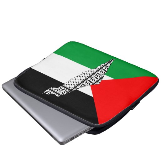 Palestina Vlag en Kaart met Keffiyeg Patroon Laptop Sleeve (Voorkant onderkant)