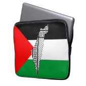 Palestina Vlag en Kaart met Keffiyeg Patroon Laptop Sleeve (Voorkant Links)