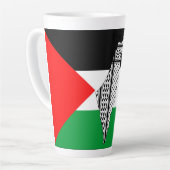 Palestina Vlag en Kaart met Keffiyeg Patroon Latte Mok (Linkerhoek)