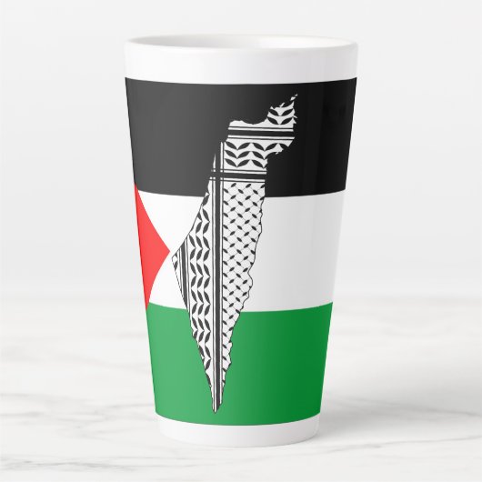 Palestina Vlag en Kaart met Keffiyeg Patroon Latte Mok (Voorkant)