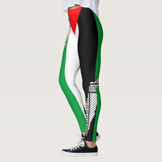 Palestina Vlag en Kaart met Keffiyeg Patroon Leggings (Links)