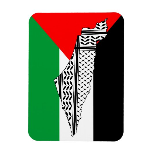 Palestina Vlag en Kaart met Keffiyeg Patroon Magneet (Verticaal)
