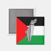 Palestina Vlag en Kaart met Keffiyeg Patroon Magneet (Voorkant / Achterkant)