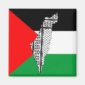Palestina Vlag en Kaart met Keffiyeg Patroon Magneet (Voorkant)