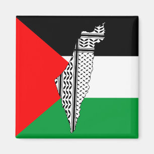 Palestina Vlag en Kaart met Keffiyeg Patroon Magneet