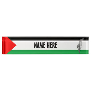 Palestina Vlag en Kaart met Keffiyeg Patroon Naambordje