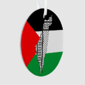 Palestina Vlag en Kaart met Keffiyeg Patroon Ornament (voorkant)