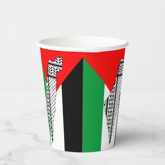 Palestina Vlag en Kaart met Keffiyeg Patroon Papieren Bekers (Rechts)
