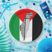Palestina Vlag en Kaart met Keffiyeg Patroon Papieren Bordje (Feest)