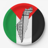 Palestina Vlag en Kaart met Keffiyeg Patroon Papieren Bordje (Voorkant)