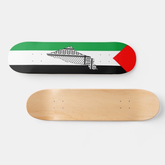 Palestina Vlag en Kaart met Keffiyeg Patroon Persoonlijk Skateboard (Horizontaal)