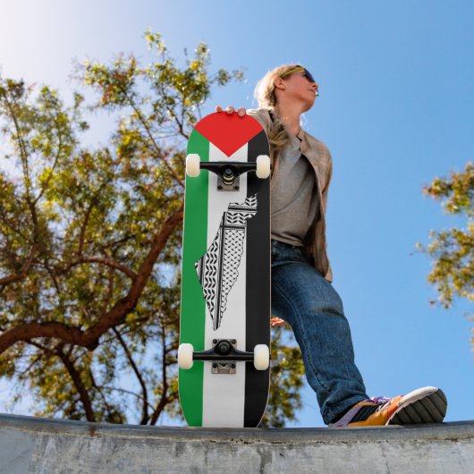 Palestina Vlag en Kaart met Keffiyeg Patroon Persoonlijk Skateboard (Buiten 1)
