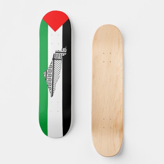 Palestina Vlag en Kaart met Keffiyeg Patroon Persoonlijk Skateboard (Voorkant)