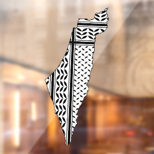 Palestina Vlag en Kaart met Keffiyeg Patroon Raamsticker