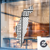 Palestina Vlag en Kaart met Keffiyeg Patroon Raamsticker (Cafe Raam)