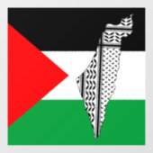Palestina Vlag en Kaart met Keffiyeg Patroon Raamsticker (Vel)