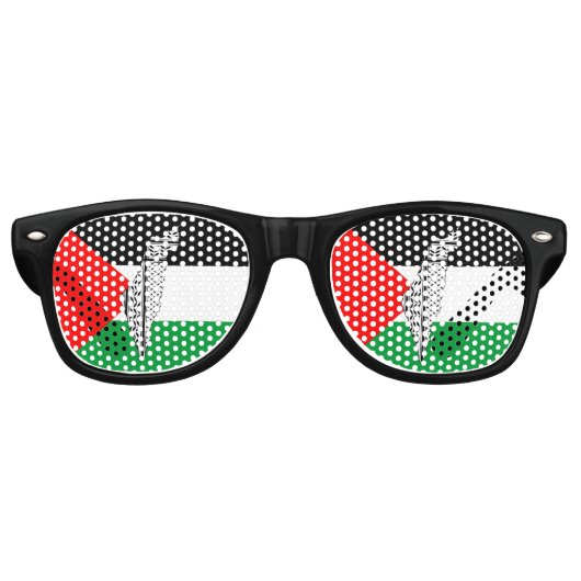 Palestina Vlag en Kaart met Keffiyeg Patroon Retro Zonnebril (Voorkant)