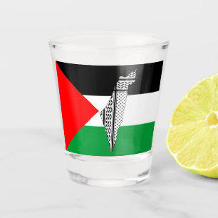 Palestina Vlag en Kaart met Keffiyeg Patroon Shot Glas