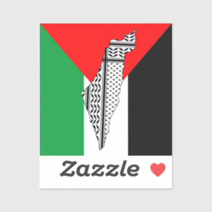 Palestina Vlag en Kaart met Keffiyeg Patroon Sticker