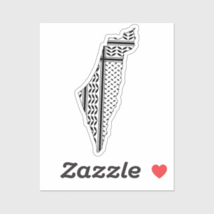 Palestina Vlag en Kaart met Keffiyeg Patroon Sticker