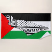 Palestina Vlag en Kaart met Keffiyeg Patroon Strandlaken (Voorkant)