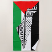 Palestina Vlag en Kaart met Keffiyeg Patroon Strandlaken (Voorkant)