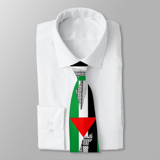 Palestina Vlag en Kaart met Keffiyeg Patroon Stropdas (Gebonden)