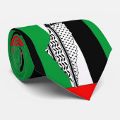 Palestina Vlag en Kaart met Keffiyeg Patroon Stropdas (Opgerold)