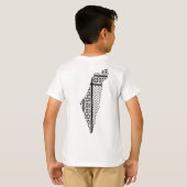 Palestina Vlag en Kaart met Keffiyeg Patroon T-shirt (Achterkant volledig)