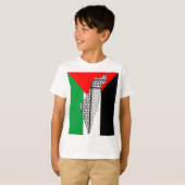 Palestina Vlag en Kaart met Keffiyeg Patroon T-shirt (Voorkant volledig)