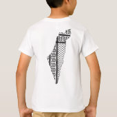 Palestina Vlag en Kaart met Keffiyeg Patroon T-shirt (Achterkant)