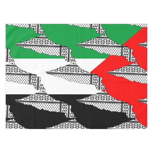 Palestina Vlag en Kaart met Keffiyeg Patroon Tafelkleed (Voorkant (Horizontaal))