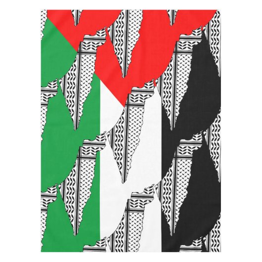 Palestina Vlag en Kaart met Keffiyeg Patroon Tafelkleed (Voorkant)
