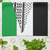 Palestina Vlag en Kaart met Keffiyeg Patroon Theedoek (Gevouwen)